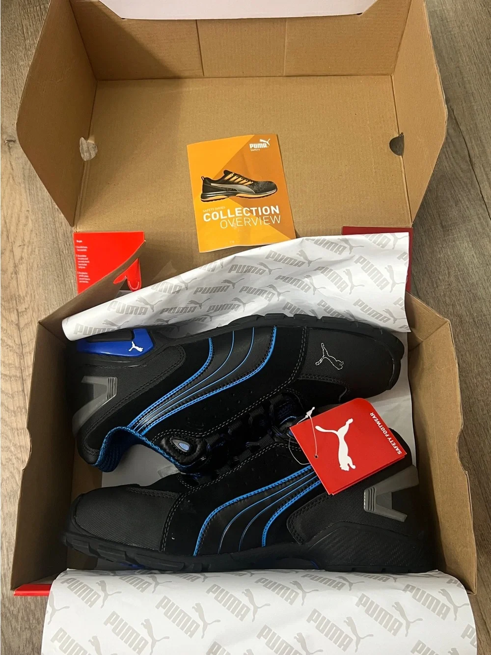*NEW IN BOX* Puma Rio Low, Black and Blue Men's Safety Work Sneakers